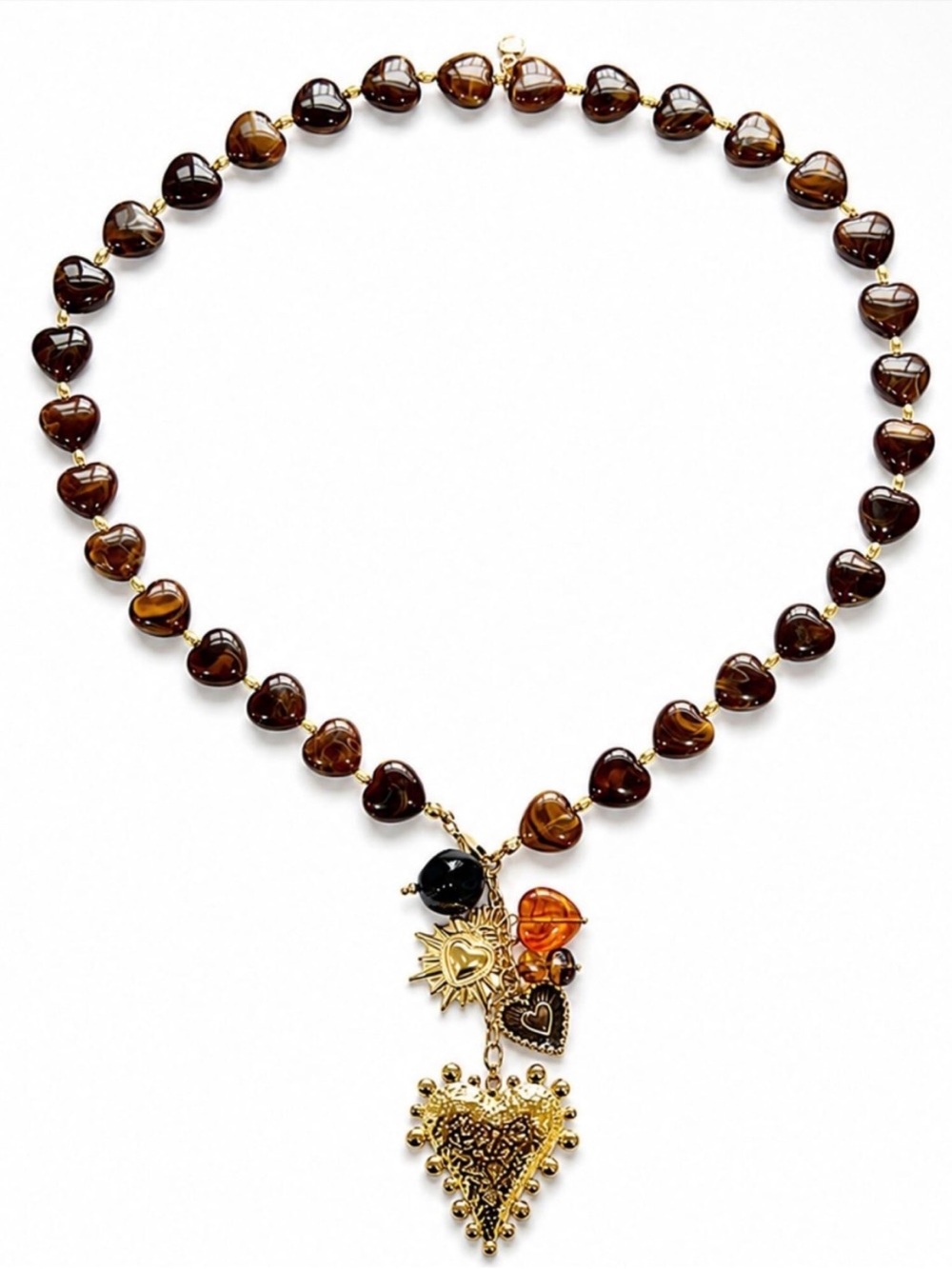 Mayamar Tigers Eye Heart Shaped Charm Heart Necklace (NWT)